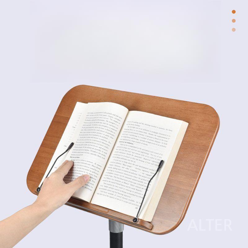 스탠딩 독서대 원목 고정대 북스탠드 거치대 높이조절 브라운 30-50cm 조절형 - 상세 이미지 3