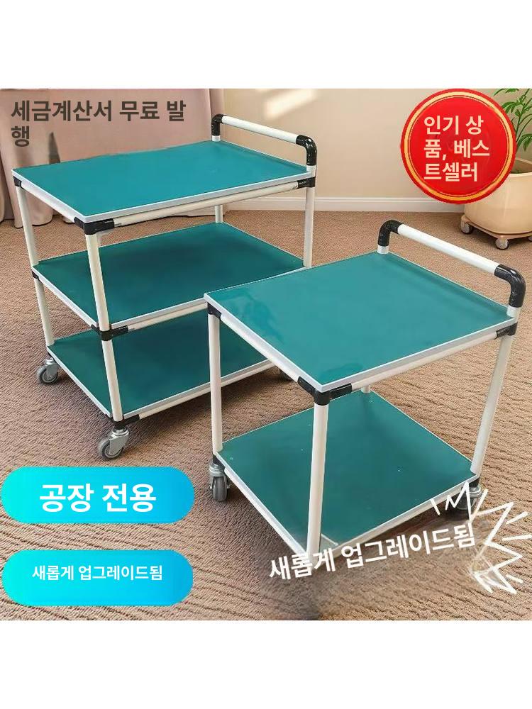 제전 다층 대형 카트 배치 수레 산업용 서랍 구르마 그린 500 x 400x750mm 2단 - 상세 이미지 5