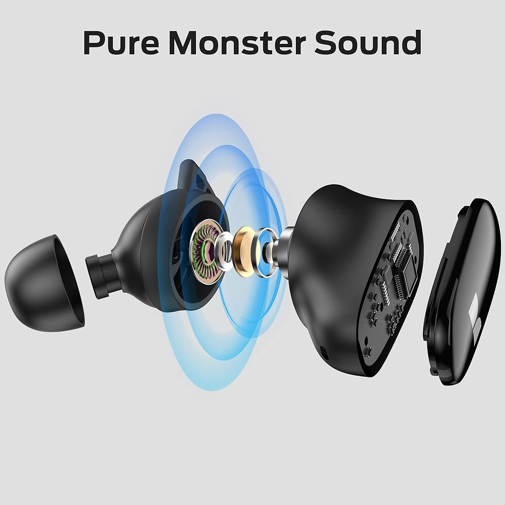Monster N-Lite 206 블루투스 이어버드 C 이어 터치 헤드폰 무선 블랙 내장 재생, 방수, 핏, 충전, 마이크, 25시간 편안한 이어폰 타입 5.4인치 IPX6 컨트롤 - 상세 이미지 2