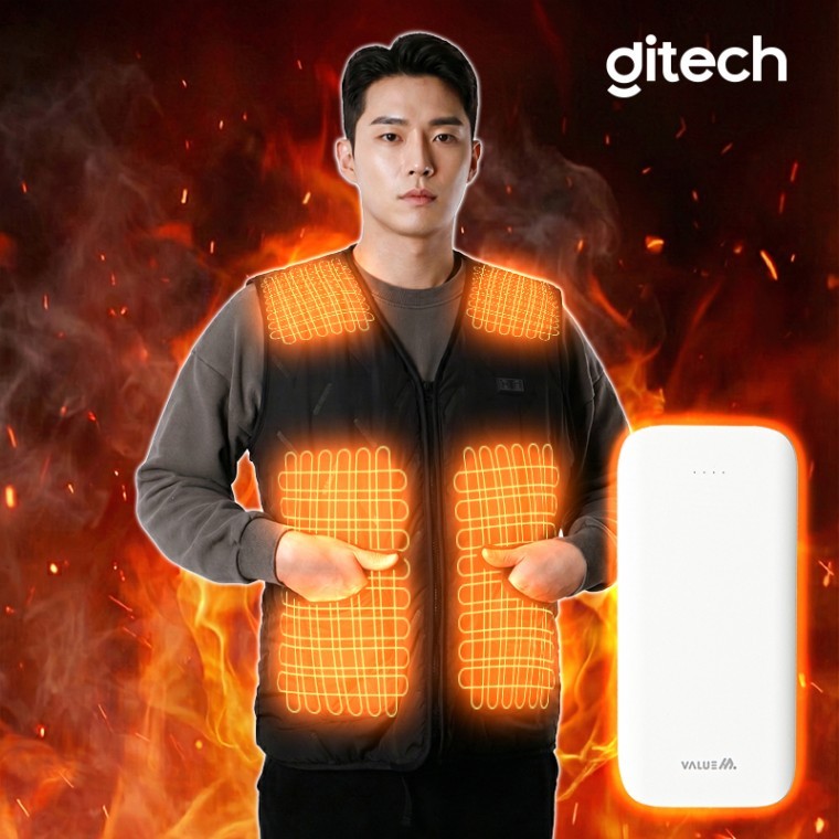 DITECH SMART V넥 열선 조끼 발열조끼 3단조절 온열 기모안감 - 상품 이미지