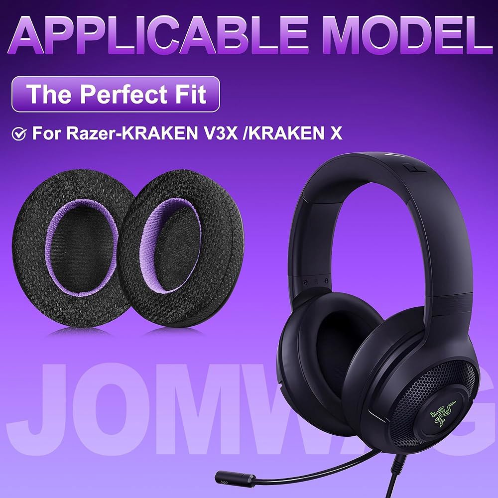 Jomwag Razer Kraken V3 Pro/V3X 블랙/퍼플 X용 / 쿠션 이어패드 교체용 - 상세 이미지 2