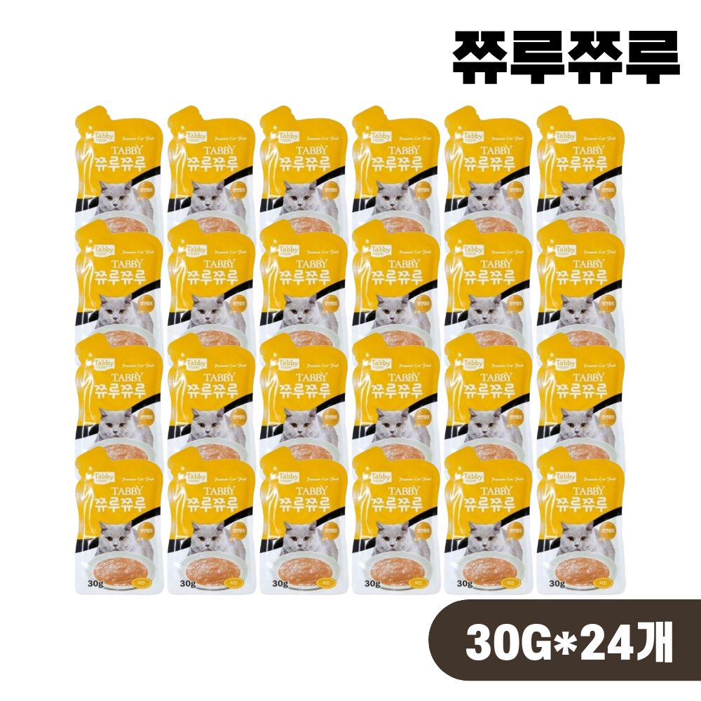 테비 쮸루쮸루 파우치 고양이 간식 습식 치킨, 30g, 24개 - 상품 이미지