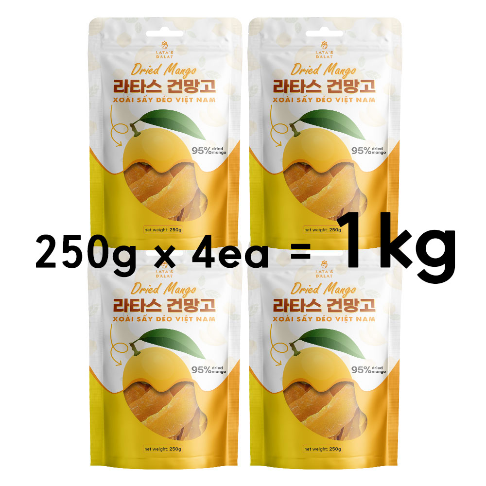 베트남 라타스달랏 건망고 슬라이스 말린 건조 망고 말랭이 250g, 4개 - 상세 이미지 3