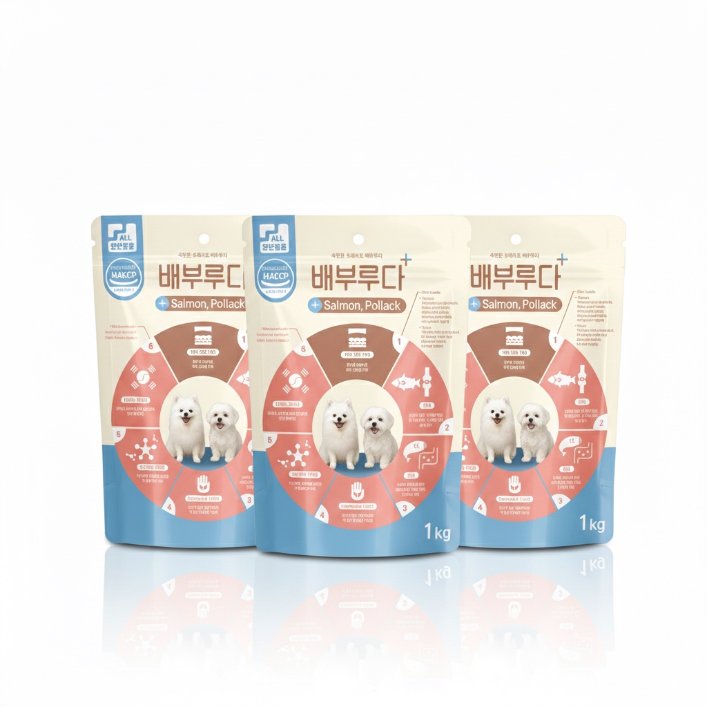 배부루다 수제 강아지 사료 프리미엄 가수분해 알러지 피부 눈 연어+황태, 1kg, 3개