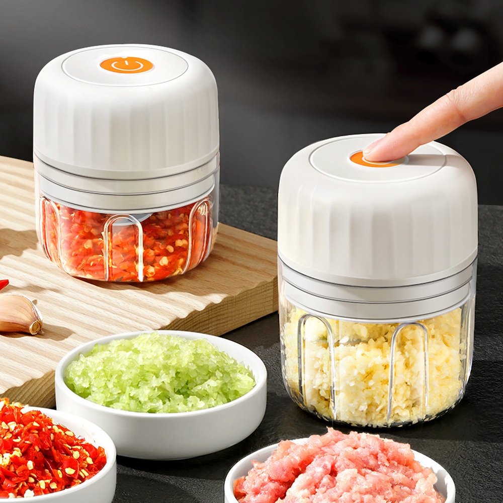 무선 마늘 다지기 고기 야채 분쇄기 믹서기 간편한 버튼식 자동 C타입 충전 대형 300ml - 상세 이미지 2