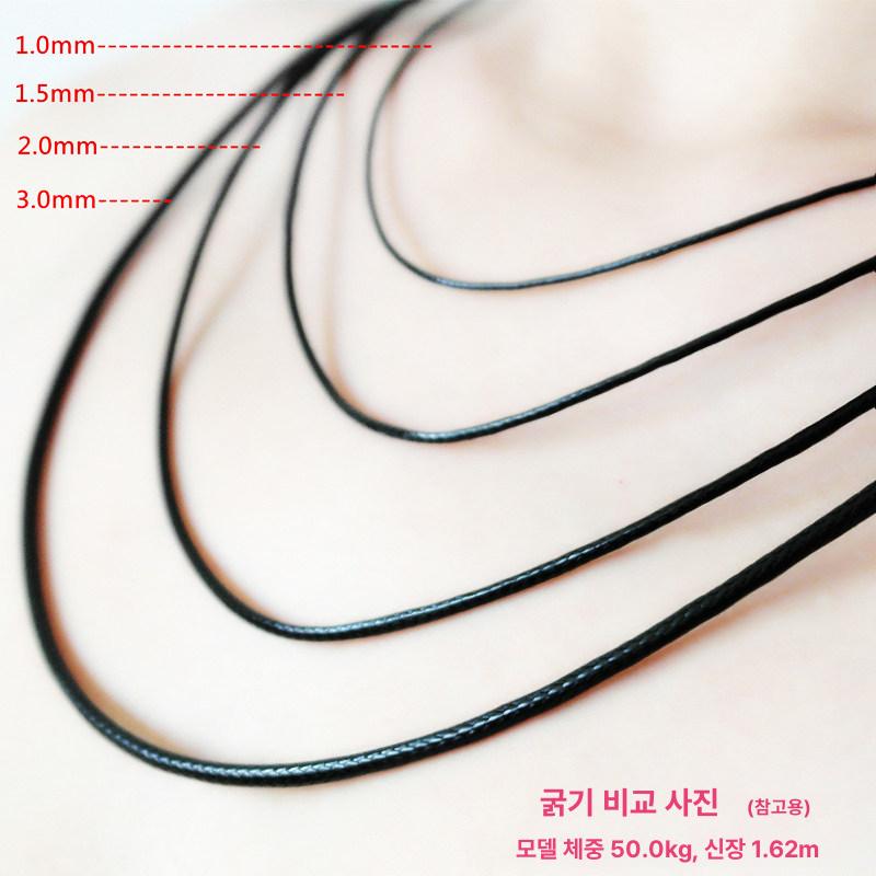 남녀공용 럭셔리 가죽 목걸이줄 하이엔드 펜던트 끈 1.0mm블랙41cm - 상세 이미지 3