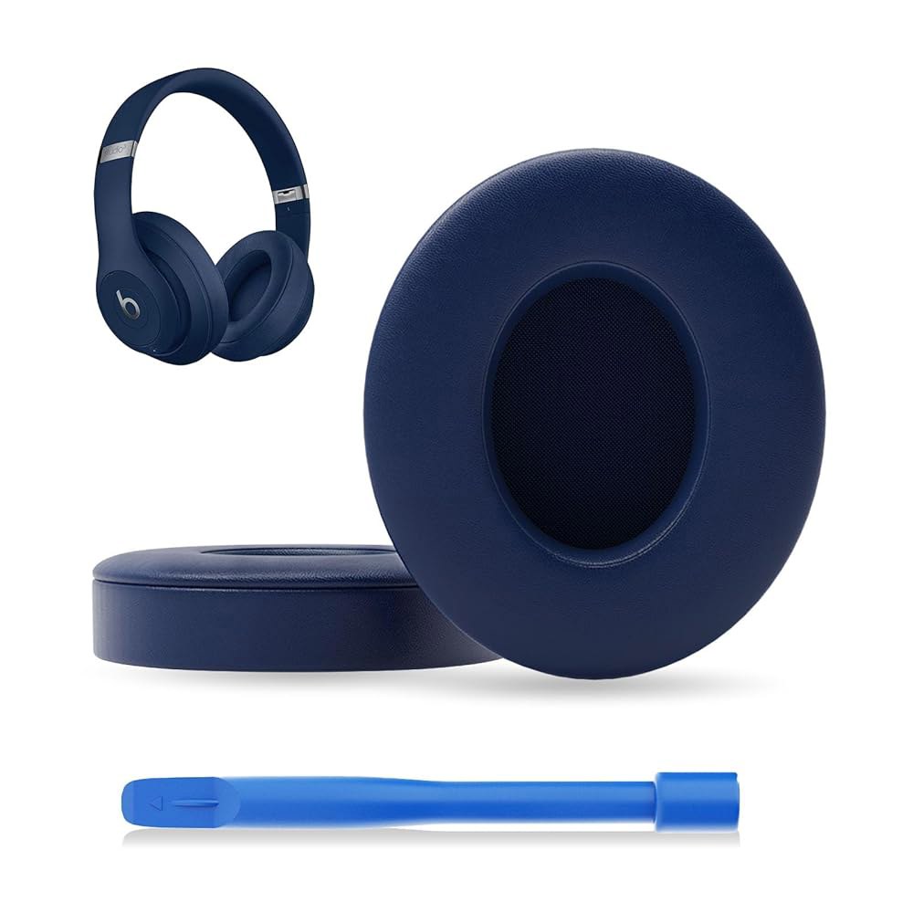 Beats Studio3, Studio 2 오버이어 헤드폰, 블루 패드 쿠션과 이어패드 교체용 이어 호환되는 Black - 상품 이미지