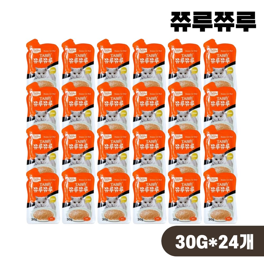 테비 쮸루쮸루 파우치 고양이 간식 습식 연어, 30g, 24개 - 상품 이미지