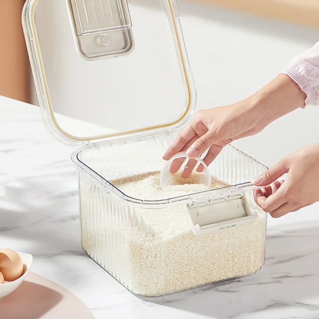쌀 보관 잡곡 용기 투명 사각 플라스틱통 밀폐 주방 쌀통 10kg - 상세 이미지 2