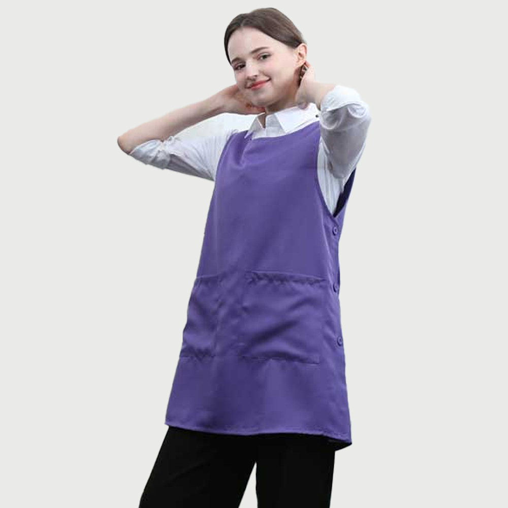 보라단추 원피스앞치마 요양원 요양보호사 단체 행사용 식당 서빙앞치마 - 상세 이미지 4