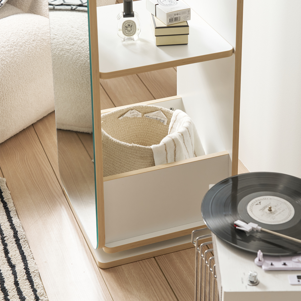 착한목수 우디 수납 회전 전신 거울 틈새 헹거 옷걸이