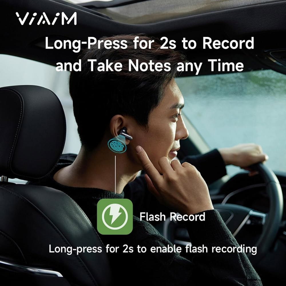 VIAIM Nano+ AI 스마트 이어버드 이어버드, 노이즈 캔슬링 트랜시버, - IPX5, 녹음기, 배터리 수명 및 40시간의 실시간 (그린) 번역기 4-in-1 무선 음성 - 상세 이미지 3