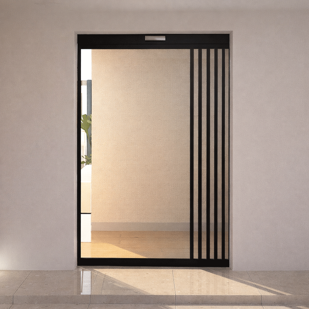 원슬라이딩 중문 자동문 부분간살 시공 (도장제품)