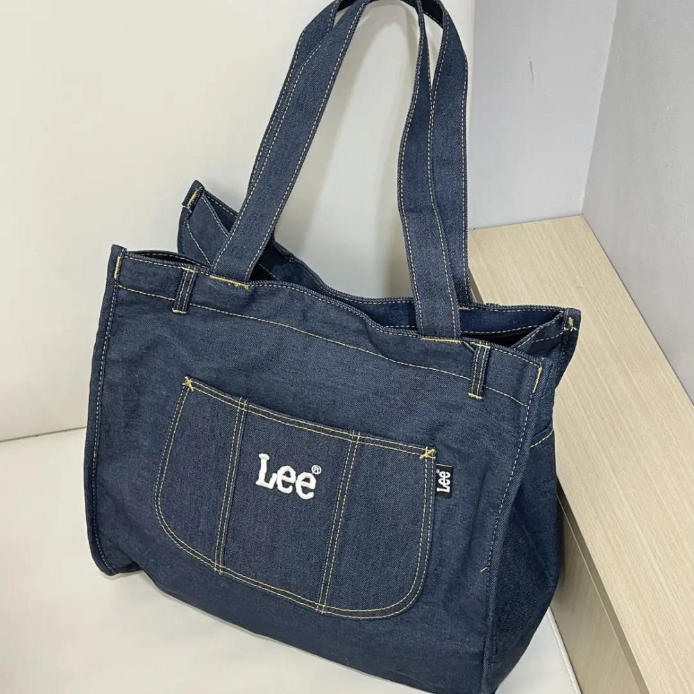 리 Lee 데님 토트백 숄더백 에코백 보부상 백 가방 블루 LE240049M 이미지 6