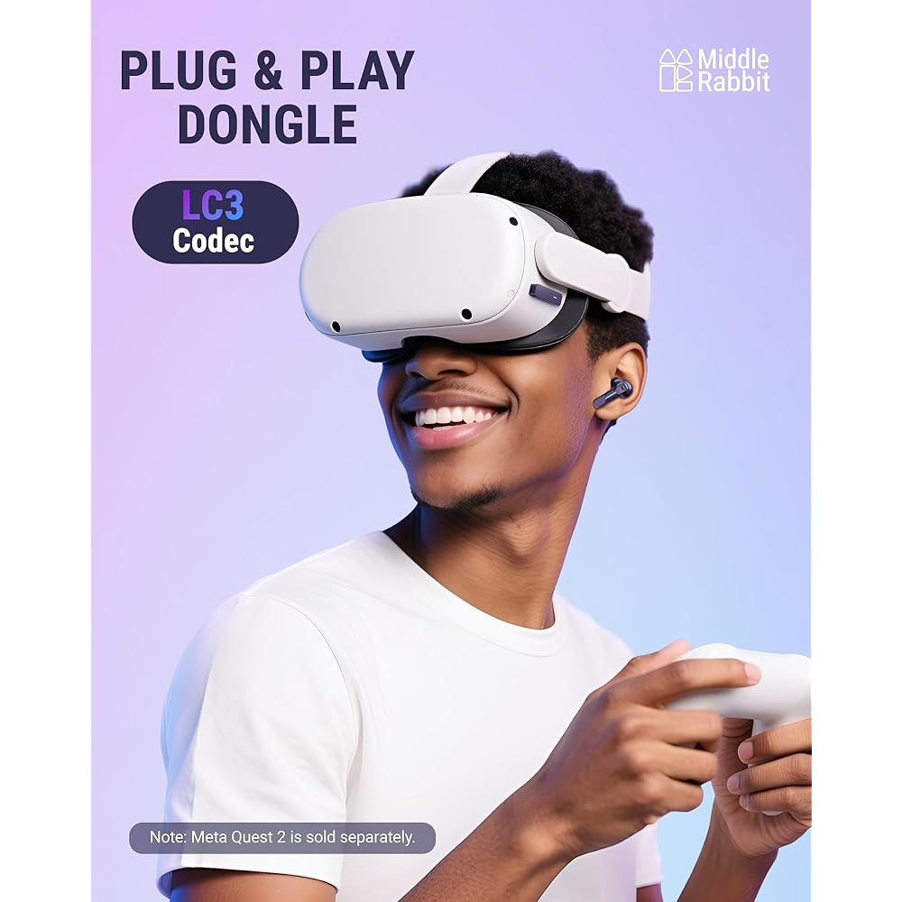 Middle Rabbit SW4 Pro 게이밍 시간, 대기 마이크 이어버드, 모드, 듀얼 20ms 노트북 PC, PS4, 동글 2.4G 낮은 PS5, 블루투스 및 + VR과 Pla - 상세 이미지 2