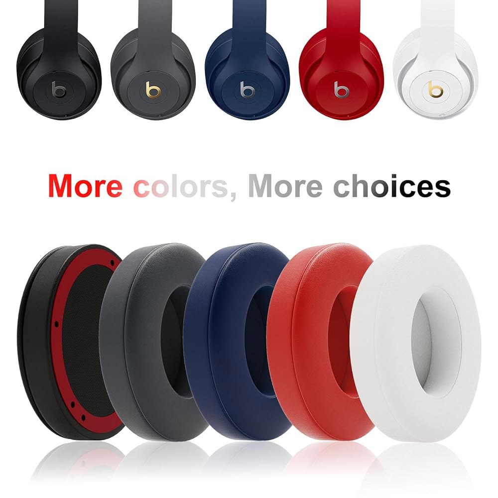 Beats Studio3, Studio 2 오버이어 헤드폰, 블루 패드 쿠션과 이어패드 교체용 이어 호환되는 Black - 상세 이미지 3