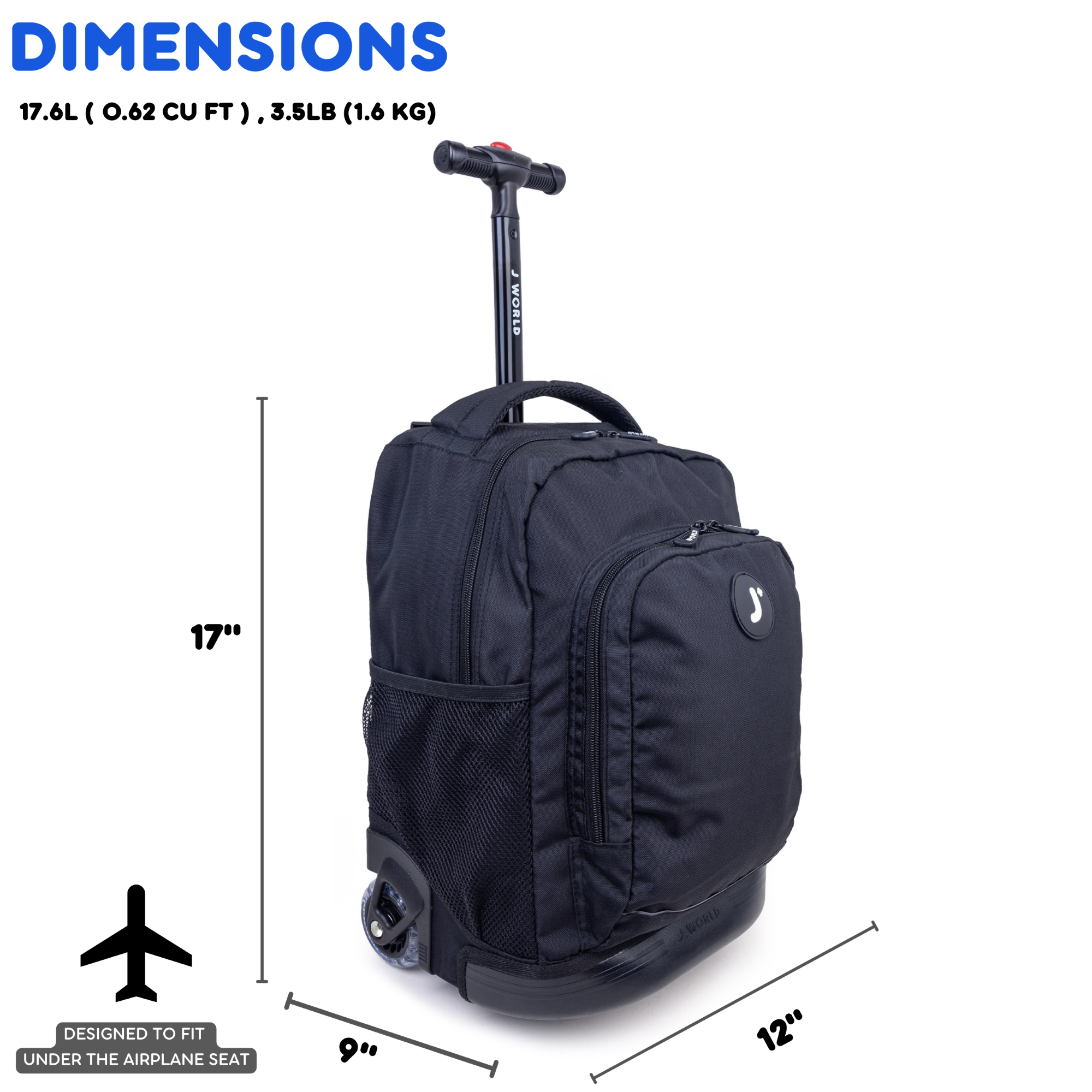 제이월드 43cm 롤링백팩 기내용캐리어 여행가방 학원가방(17인치)