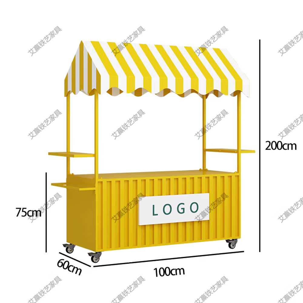 플리마켓 매대 가판대 부스 카트 야시장 시식대 이동 100x200cm 파랑 이미지 7