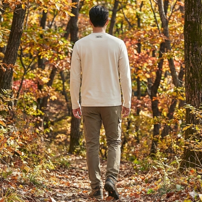 네파 남성 가을 에센셜 아웃도어룩 라운드 맨투맨 등산 긴팔티셔츠