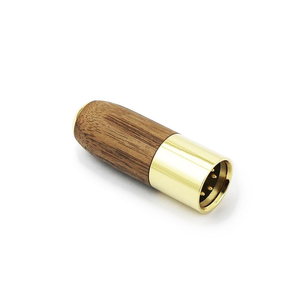 NewFantasia 4핀 XLR 밸런스 수 4.4mm 쉘 도금 우드 - 오디오 금 헤드폰 커넥터 황동 월넛 암 어댑터 - 상품 이미지