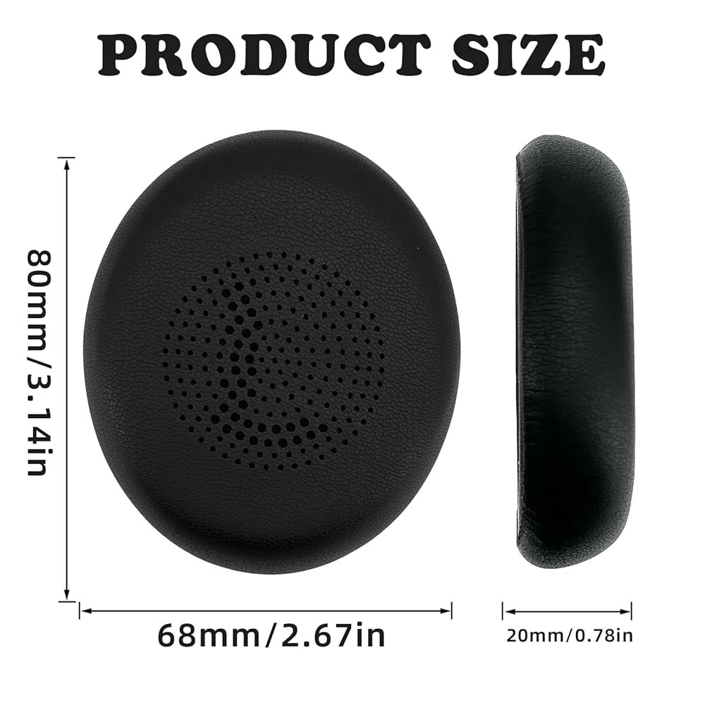 LRZMOLS Jabra Elite 45h Evolve2 무선 포함 교체용 USB UC 온이어 단백질 헤드셋용 40UC 40 블랙 가죽 65MS 40MS MS 65 이어패드 쿠션, - 상세 이미지 2