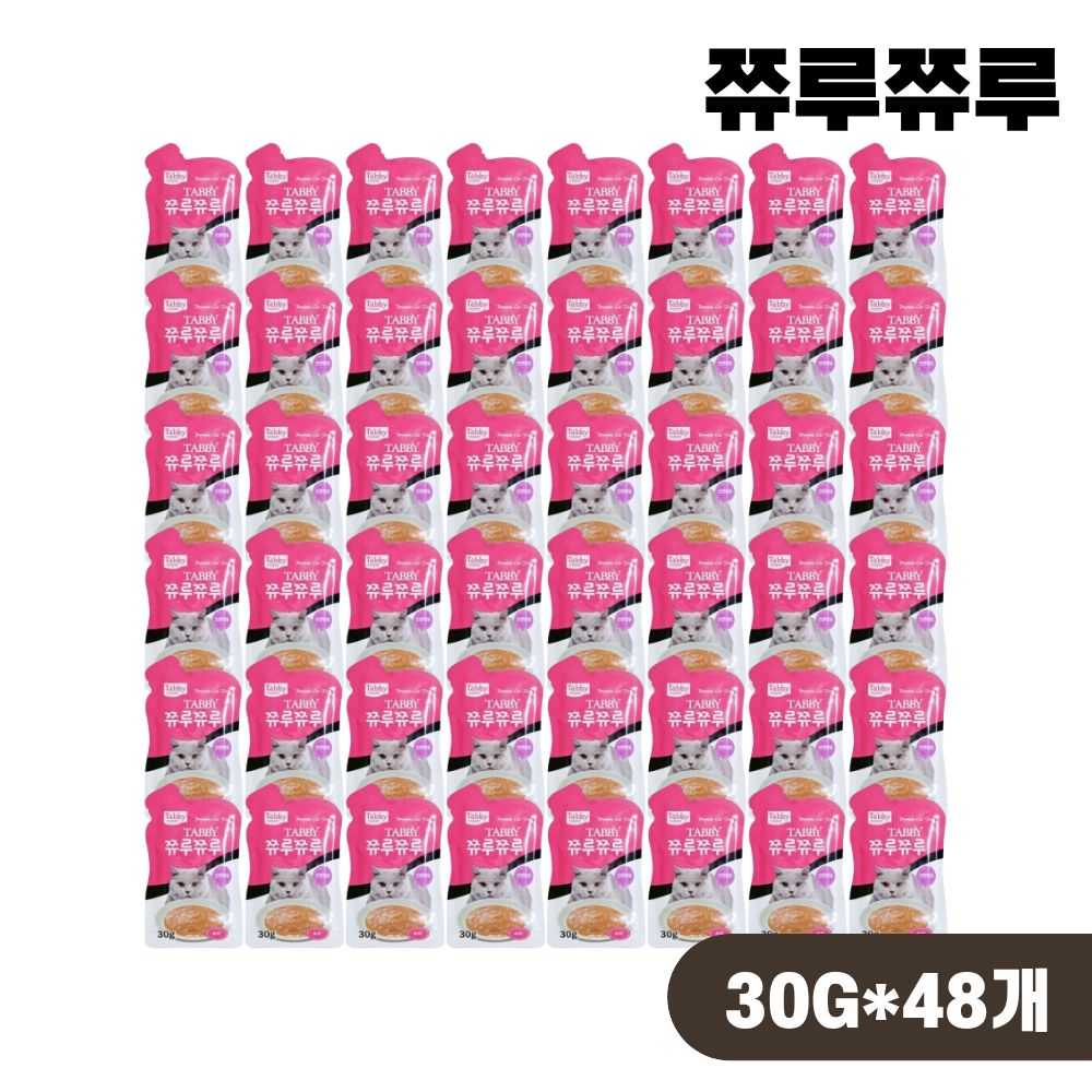 테비토퍼 쮸루쮸루 파우치 고양이 간식 습식 도미, 30g, 48개 - 상품 이미지