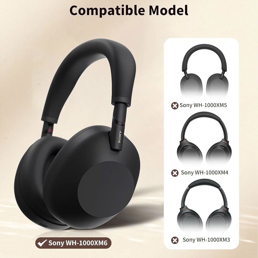 소니 WH-1000XM6용 케이스 커버, 실리콘 보호 Eeadphones 세탁 KONXISA 가능한 이어패드/이어/헤드밴드 땀 프로텍터, 커버 방지(블랙) 스웨트 3세트, - 상세 이미지 2