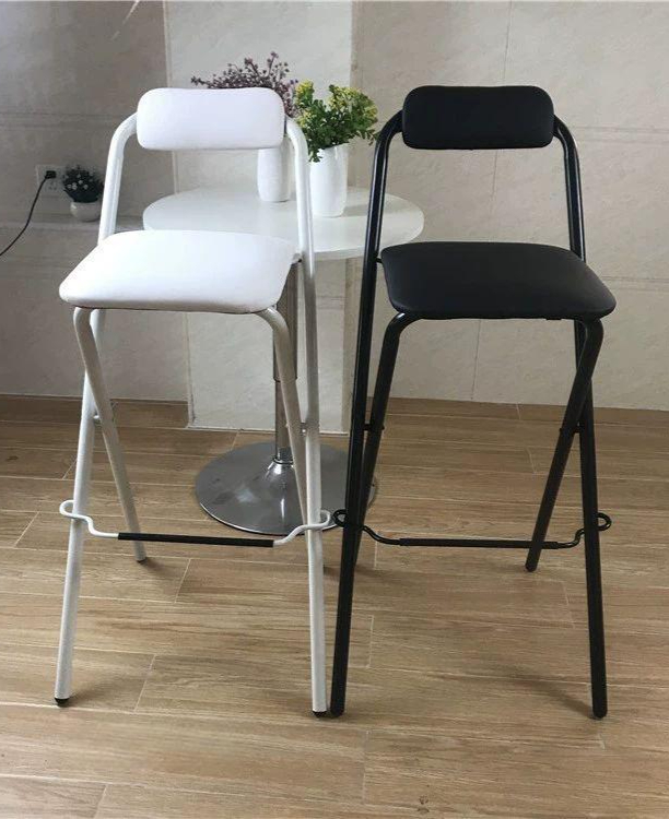 바텐더 홈바 간의의자 낚시 카운터 계산대 베란다 테라스 교회 65cm 올블랙 쿠션 - 상품 이미지