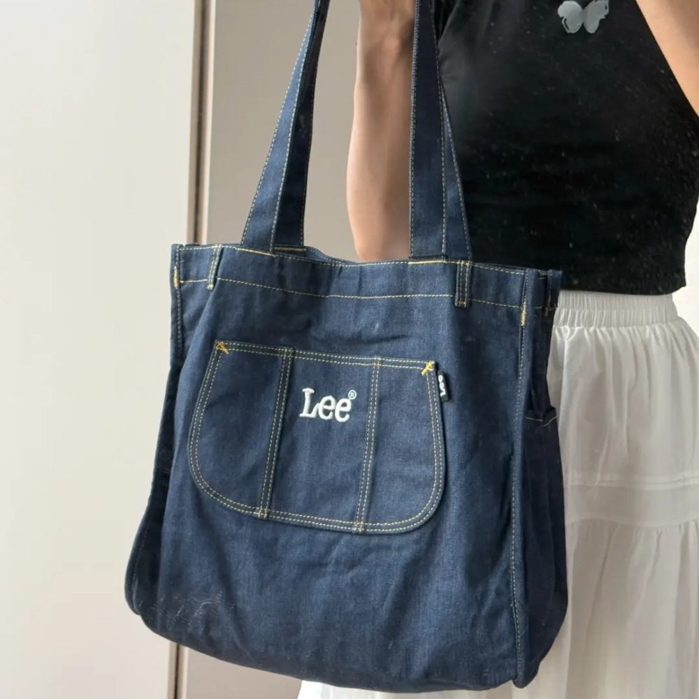 리 Lee 데님 토트백 숄더백 에코백 보부상 백 가방 블루 LE240049M - 상세 이미지 3