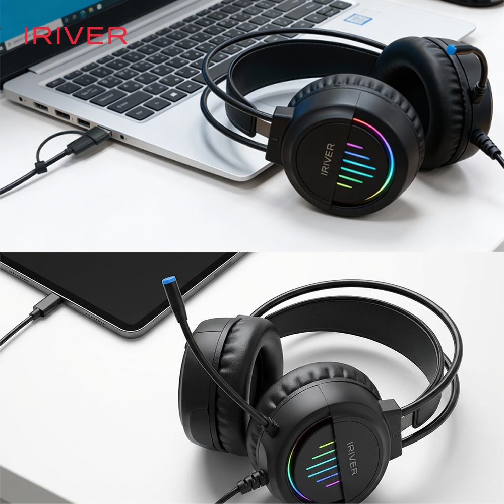 아이리버 경량 USB C to A 콤보 어학용 게이밍 LED 헤드셋 G9H 화이트 - 상세 이미지 2