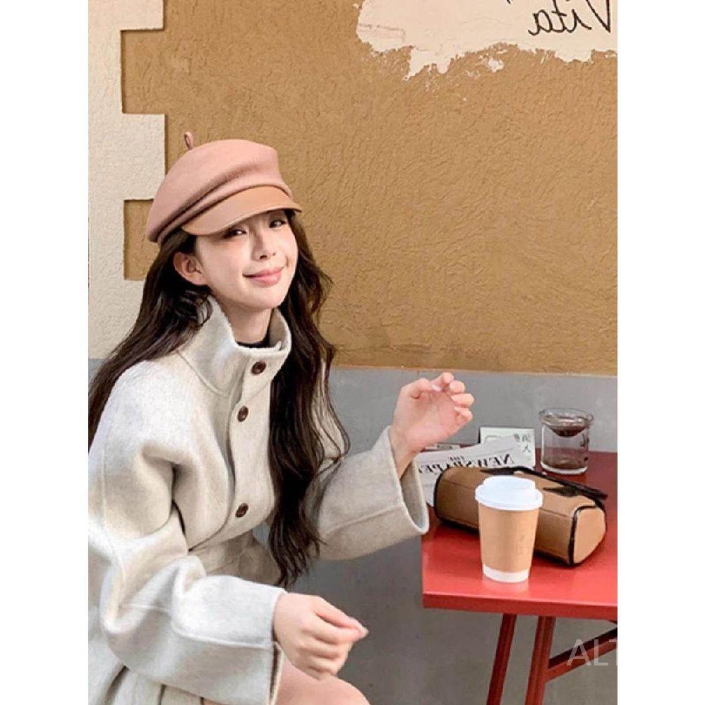 코트 겨울 여성용 루즈핏 숏 캐주얼 자켓 짧은 모직 하프 오트밀 XS - 상세 이미지 3