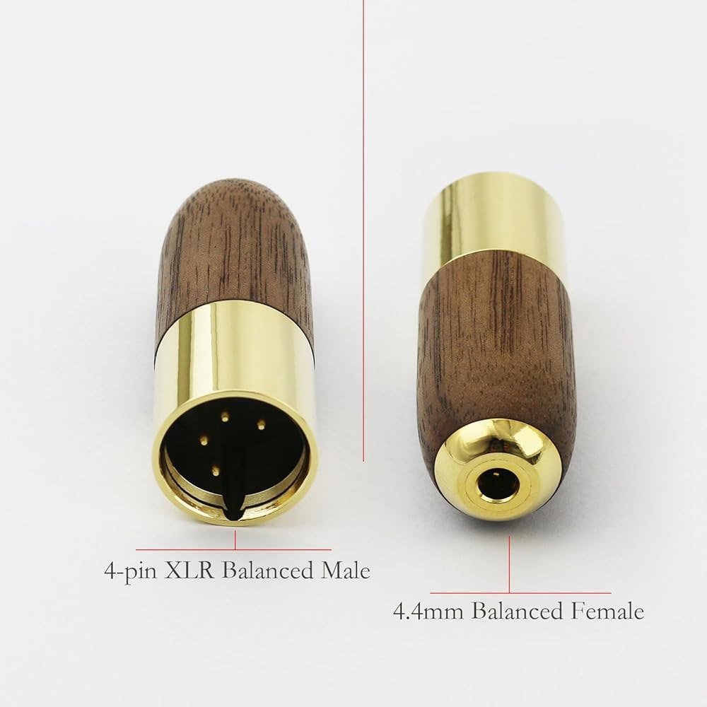 NewFantasia 4핀 XLR 밸런스 수 4.4mm 쉘 도금 우드 - 오디오 금 헤드폰 커넥터 황동 월넛 암 어댑터 - 상세 이미지 2