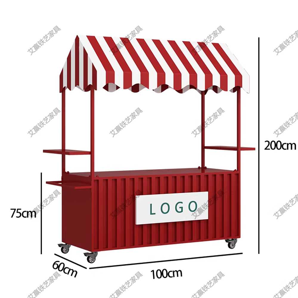 플리마켓 매대 가판대 부스 카트 야시장 시식대 이동 100x200cm 파랑 이미지 6