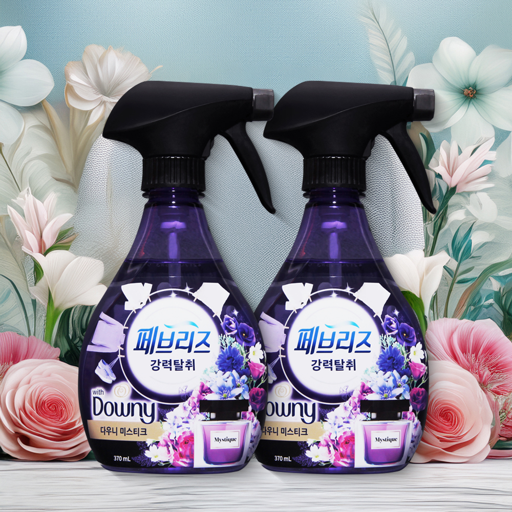 페브리즈 미스티크향 다우니 섬유탈취제 370ml 2개 강력탈취 섬유향수