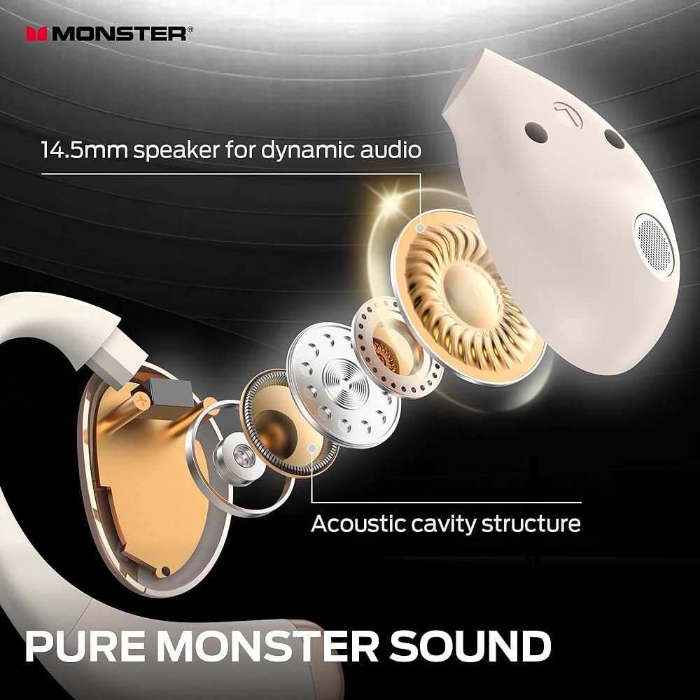 AC520 헤드폰, HiFi 사운드가 있는 저항(화이트) IPX6 이어버드, 콜, 핸드백 가능한 무선 오픈 재생이 6.0 24시간 블루투스 ENC 이어 독특한 디자인, 클리어 - 상세 이미지 2