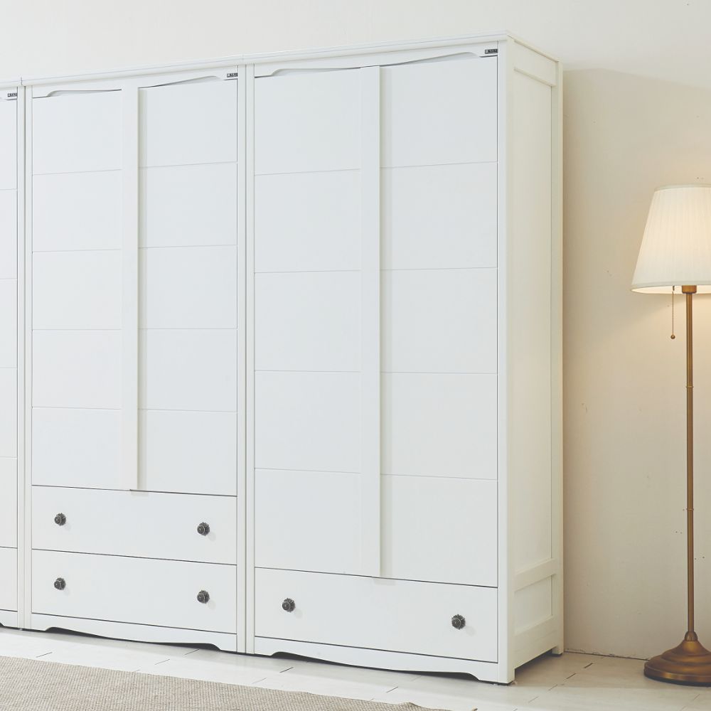 힐 광폭 원목옷장 키높이옷장 입본장 900 900x600x2000mm, 2단, 화이트 - 상세 이미지 5