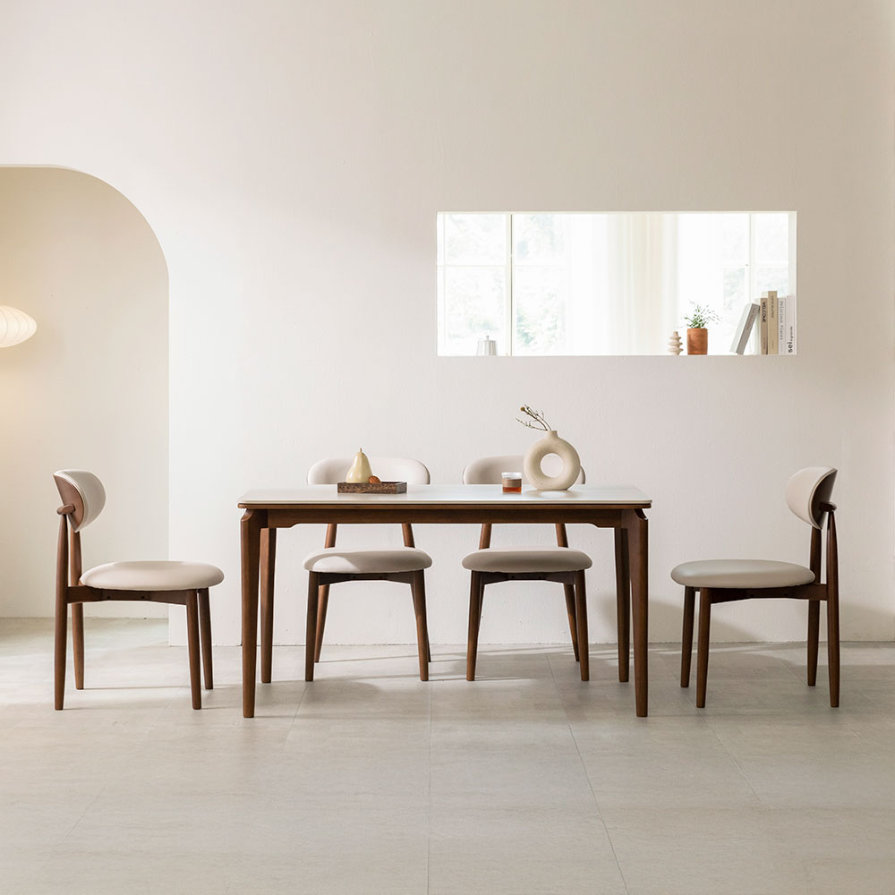 [무료내림] 장인가구 해롤드 원목 세라믹 다이닝 테이블 2인 4인 6인 식탁세트 식탁+의자2, 800mm, 내추럴프레임 베이지상판