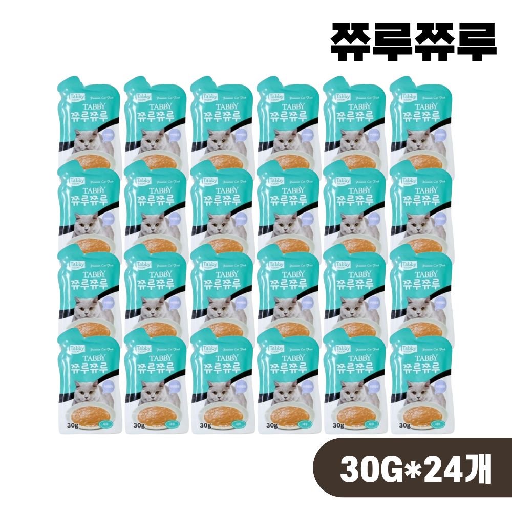 테비토퍼 쮸루쮸루 파우치 고양이 간식 습식 새우, 30g, 24개 - 상품 이미지