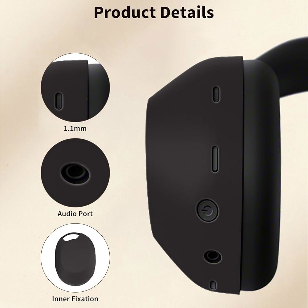 소니 WH-1000XM6용 케이스 커버, 실리콘 보호 Eeadphones 세탁 KONXISA 가능한 이어패드/이어/헤드밴드 땀 프로텍터, 커버 방지(블랙) 스웨트 3세트, - 상세 이미지 3