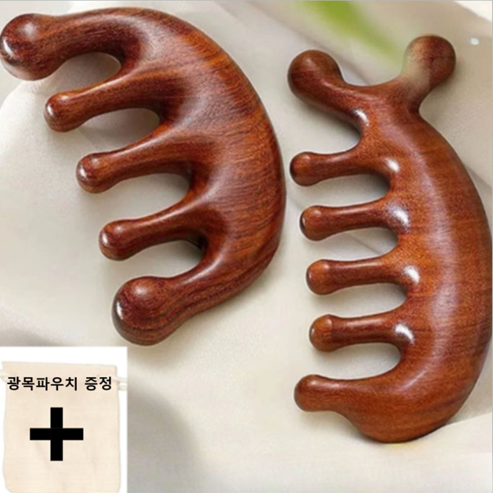 나무 두피괄사 빗 림프 순환마사지 우드 빗 림프절 경락 바디 얼굴 6종 - 상품 이미지