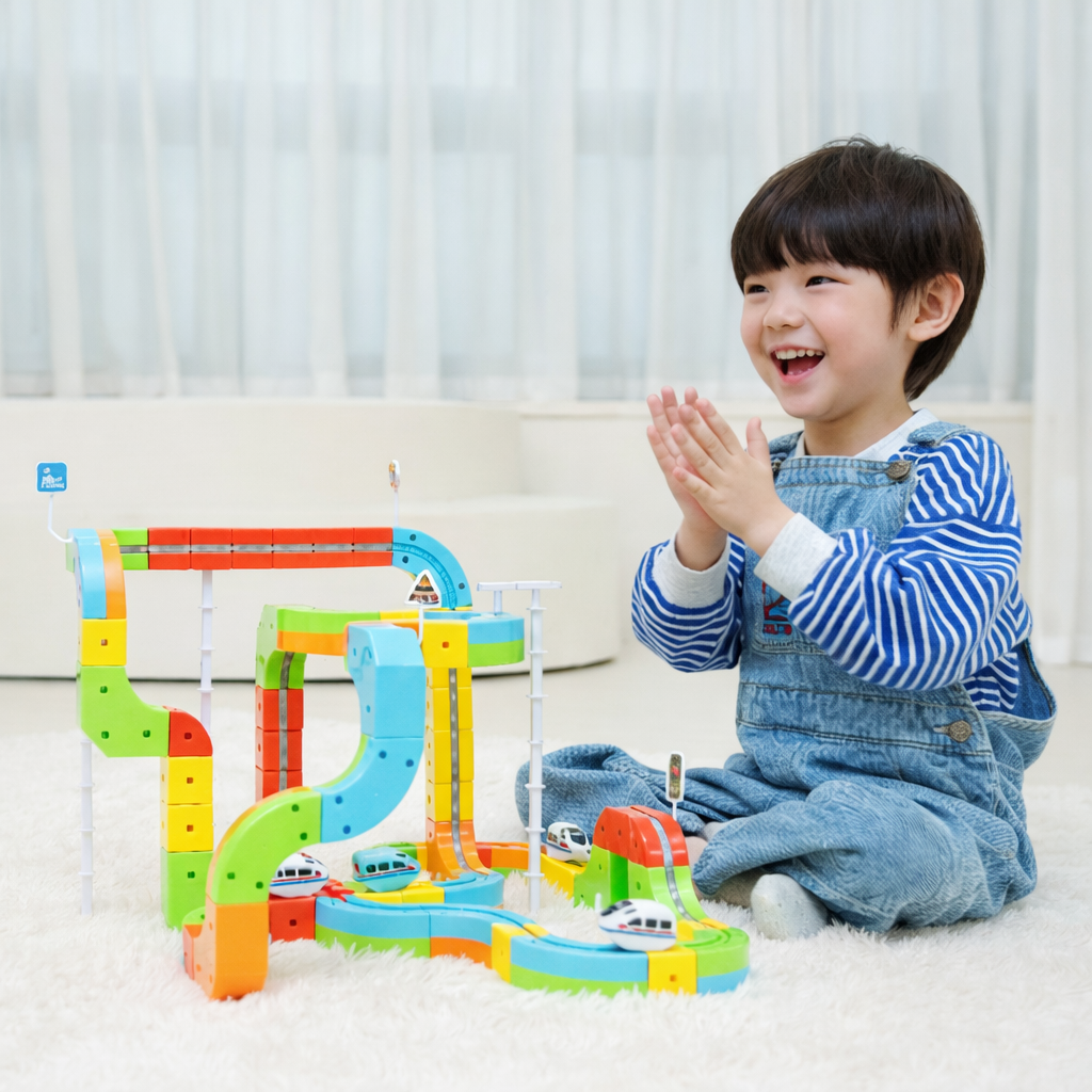 아오라 레일블럭 전동 기차 장난감 놀이 큐브 베이직세트 (48pcs) - 상품 이미지