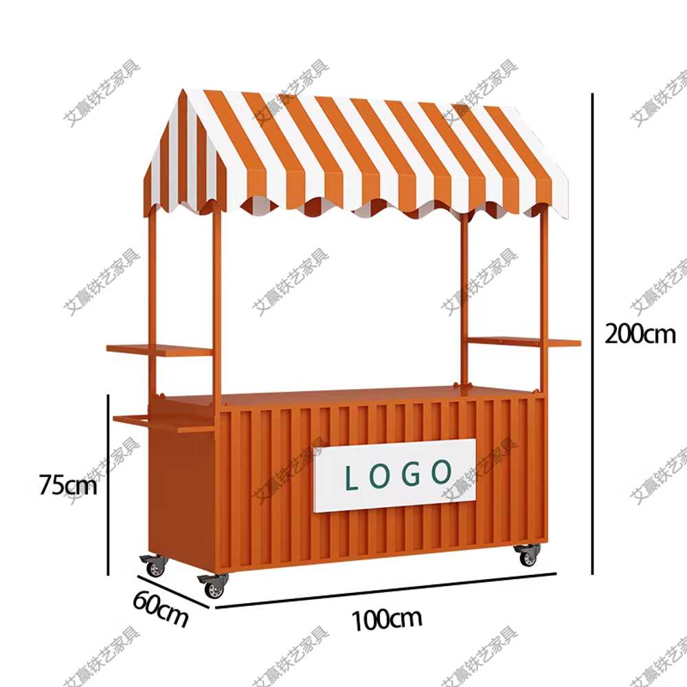 플리마켓 매대 가판대 부스 카트 야시장 시식대 이동 100x200cm 파랑 이미지 8