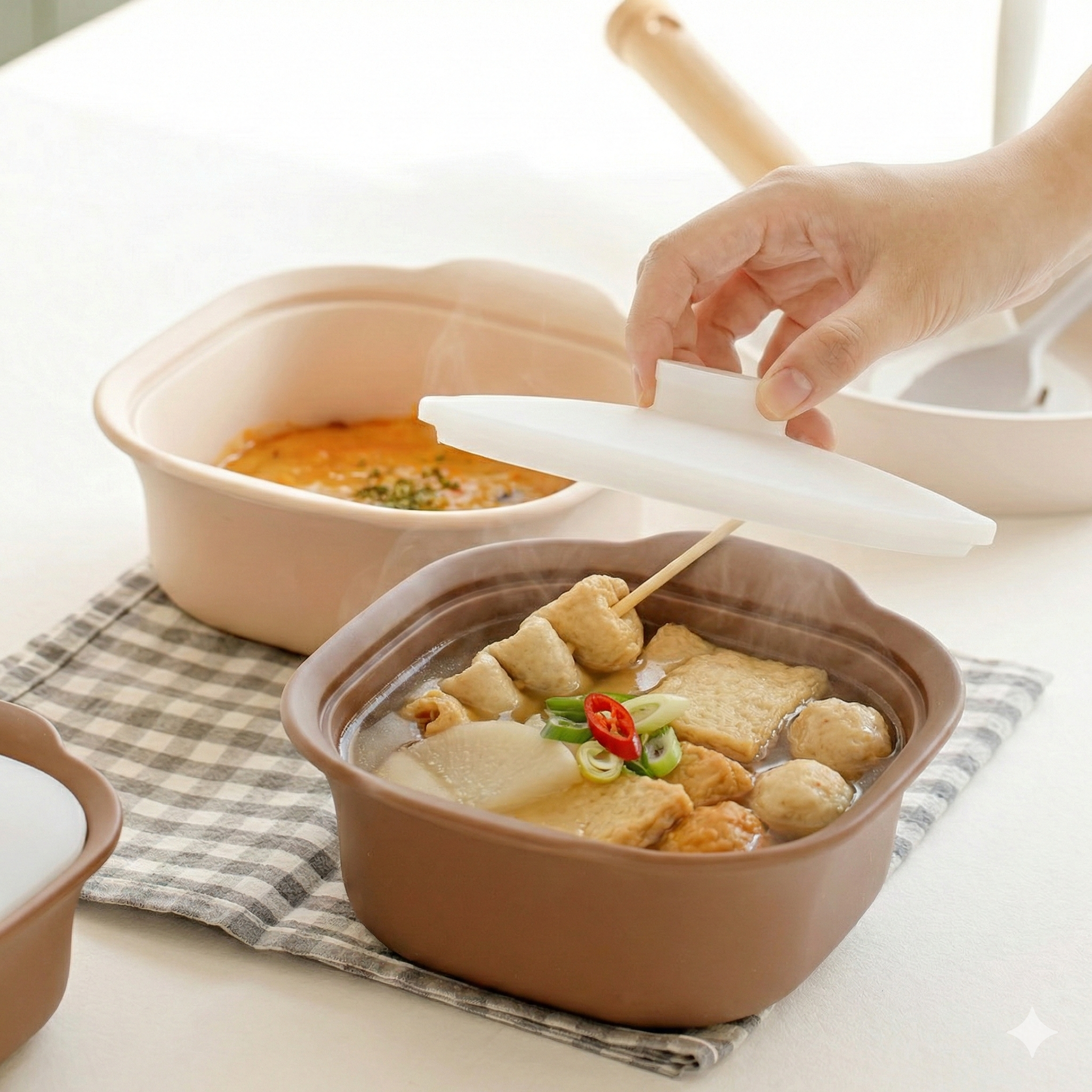 [N배송]라라앤모어 국내산 사각 라면 실리콘찜기 만두 이유식 계란찜 600ml 제품 이미지