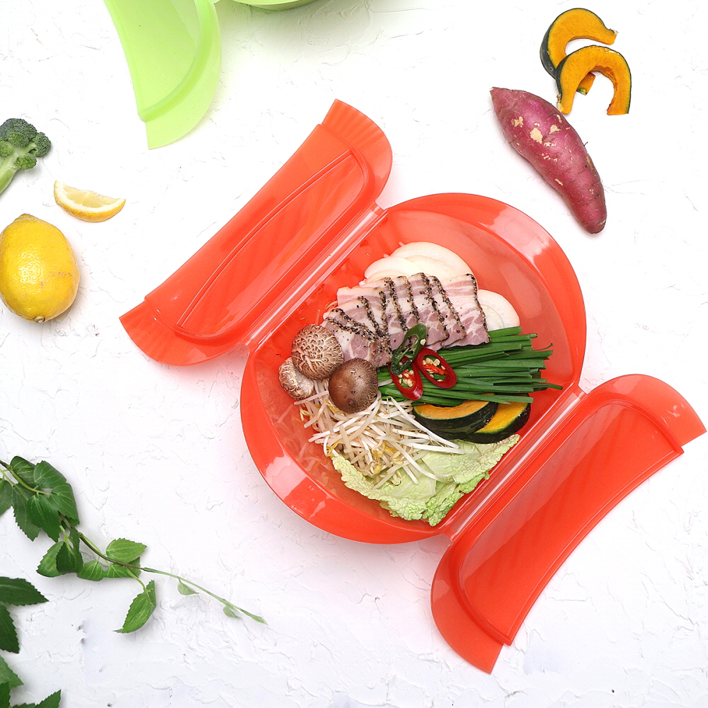 아이다 이지 실리콘 전자레인지 만능 찜기 24cm, 레드 - 상품 이미지