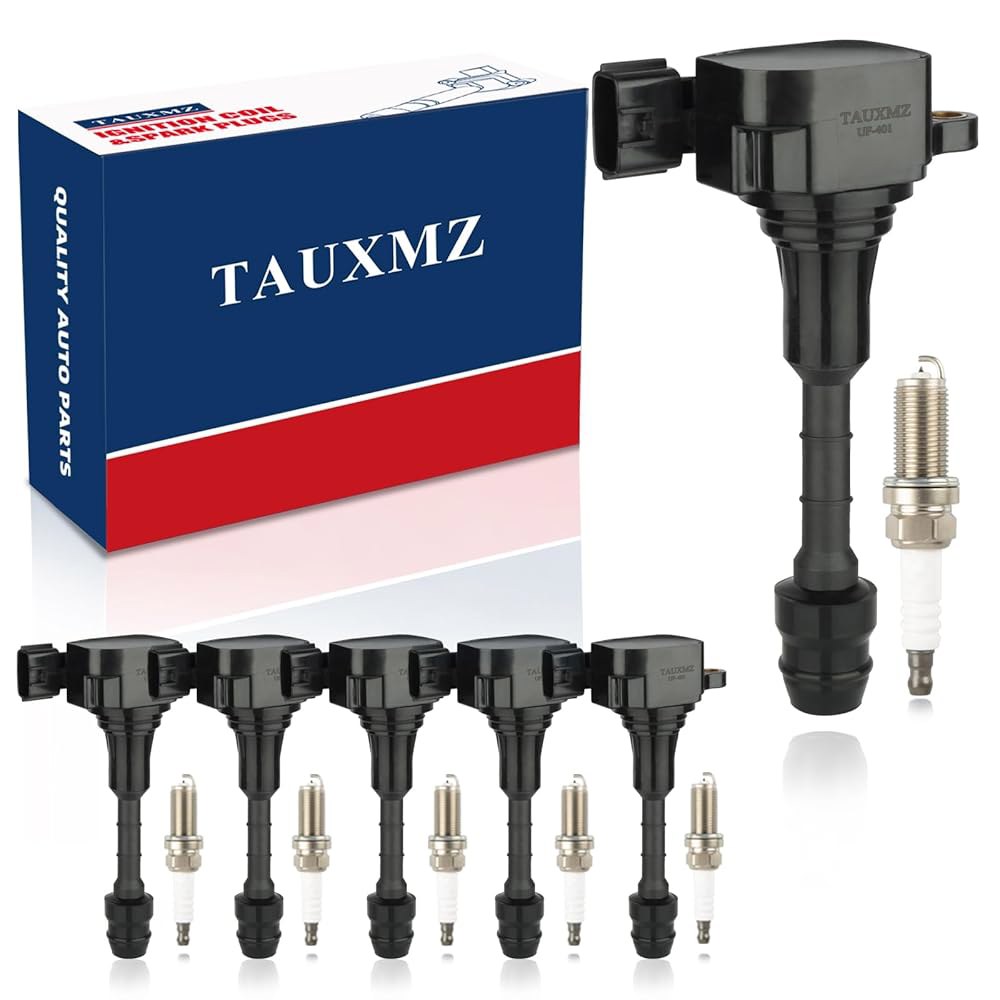 TAUXMZ 점화 코일 UF401 및 스파크 플러그 NGK4469 INFINITI FX35 G35 I35 M35 QX4 / 닛산 350Z 알티마 프론티어 3.5L 4.0L V6 - 상품 이미지