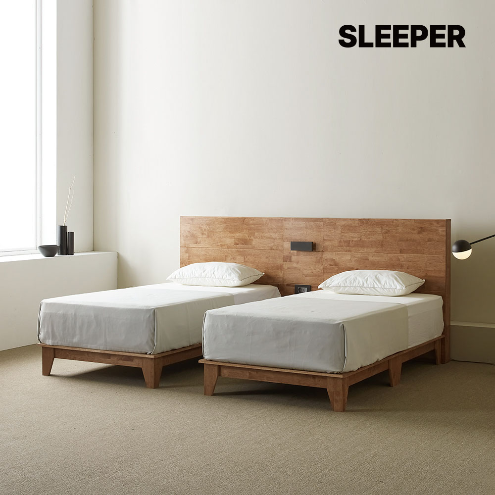 슬립퍼 마루 신혼 부부 트윈 원목 호텔 침대 프레임 LK 라지킹 A타입 H150
