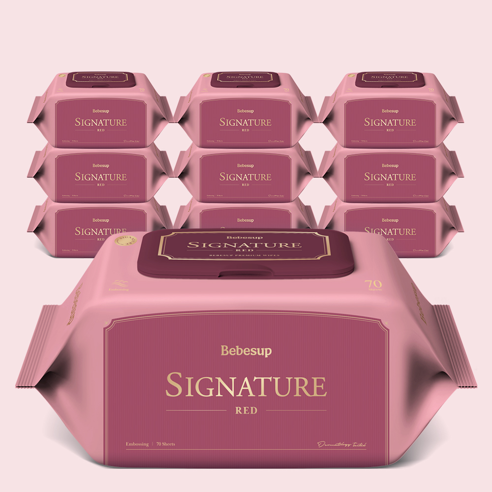 베베숲 아기물티슈 시그니처 레드 캡형 70매, 10개