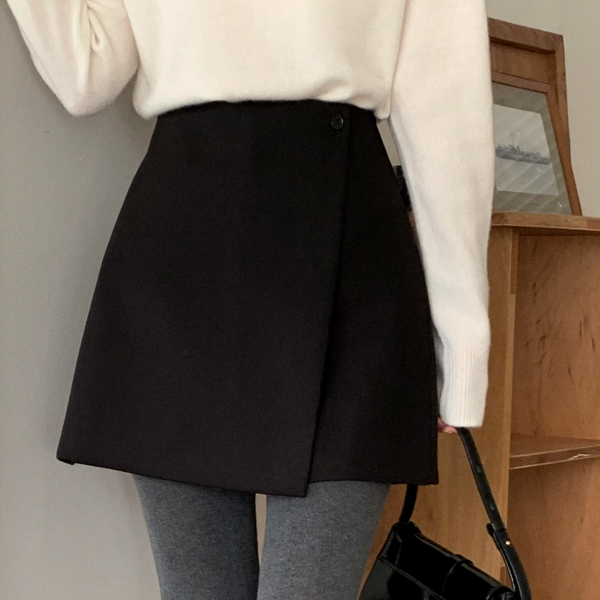 심플 베이직 버튼 랩 미니 스커트 팬츠 치마바지 ps5453 제품 이미지