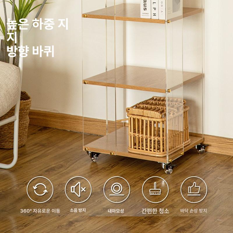 아크릴 진열장 피규어 투명 침실 수납장 명품가방 보관함 8mm 두꺼운 측면 패널 내추럴 우드 3칸 - 상세 이미지 3