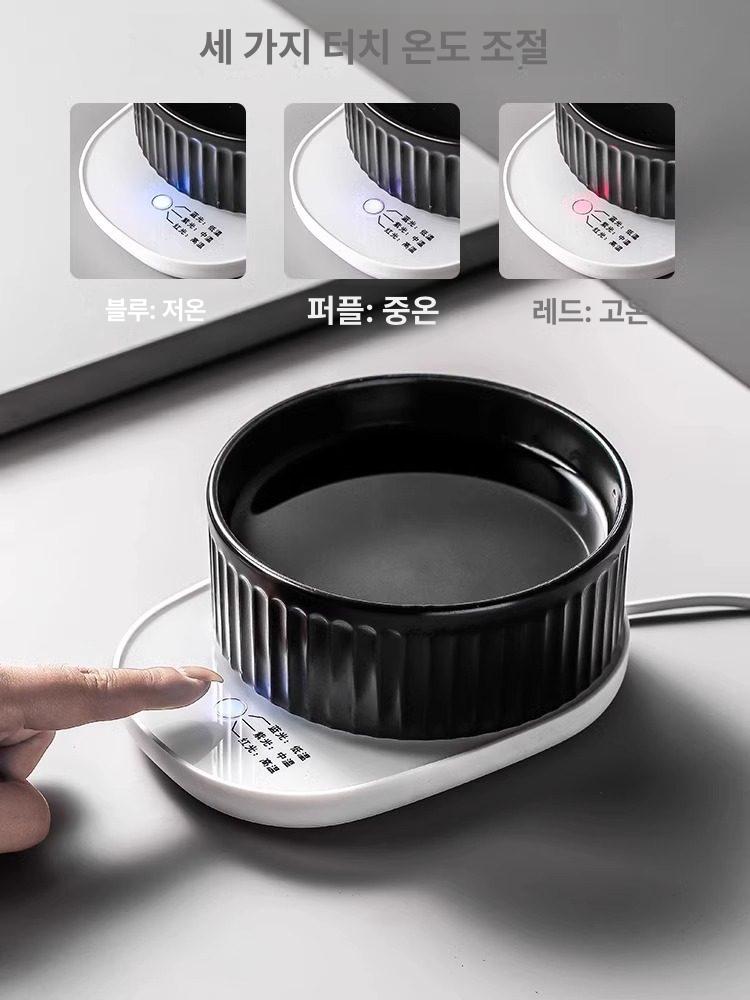 겨울 고양이 온열물그릇 세라믹 발열 전기 얼지않는물그릇 400ml 화이트 - 상세 이미지 3